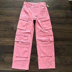 ALICE + OLIVIA Olympia Mr Baggy Cargo Pants in Pink Lace Sz 4 NWT $495!!